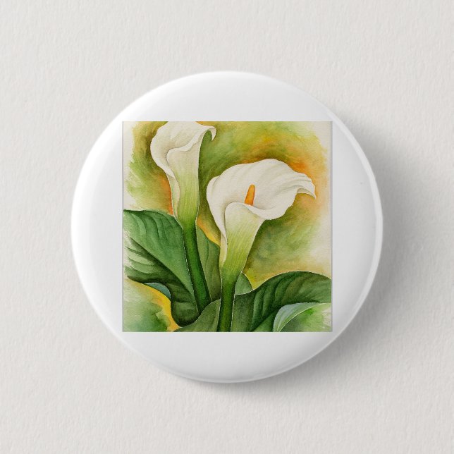 Two Cala Lilies Watercolor Art - Multi Pinback Button (Front)