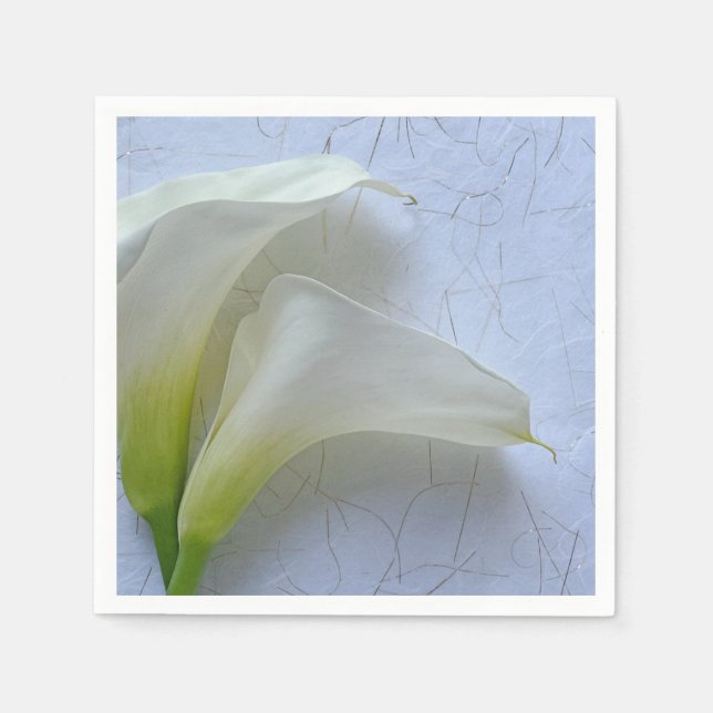 Two calla lilies on textured paper napkins (Front)
