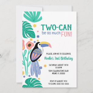 TWO-CAN (Toucan) Tropical Birthday  Invitation