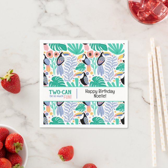 TWO-CAN (Toucan) Tropical Birthday Napkins (Insitu)