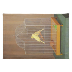 Two Canaries in a Cage (by Antonio Donghi) Cloth Placemat