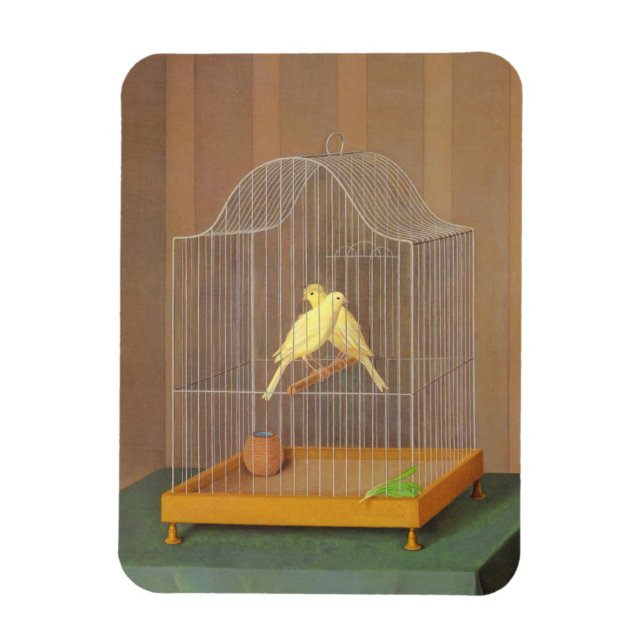 Two Canaries in a Cage (by Antonio Donghi) Magnet (Vertical)
