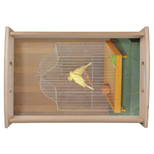 Two Canaries in a Cage (by Antonio Donghi) Serving Tray