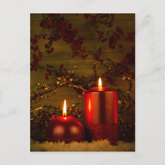 Two candles Christmas decoration Holiday Postcard (Front)