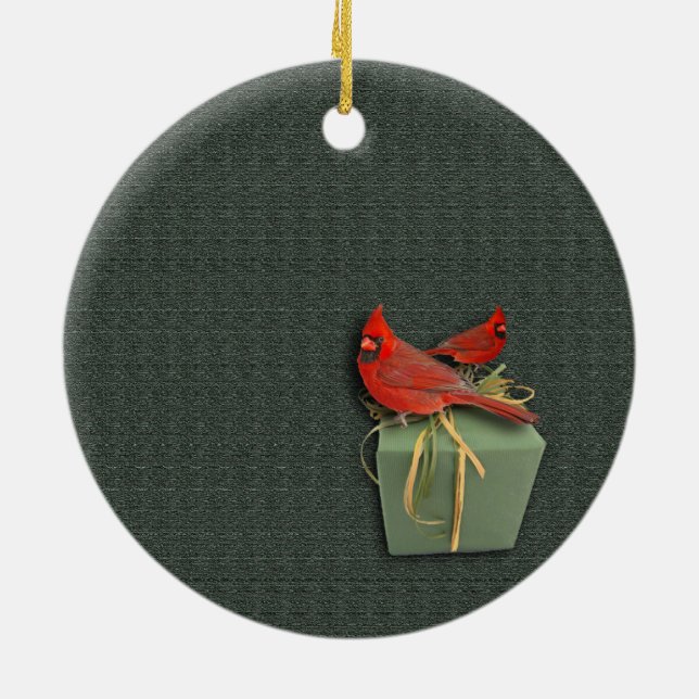 Two Cardinals Ceramic Ornament (Back)
