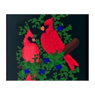 Two Cardinals Perched on Branch Acrylic Print