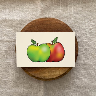 Two Cartoon Apples In Red &amp; Green Teacher / Tutor Business Card