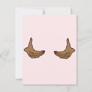 Two Cartoon Black Female Hands Holding Chest Note Card