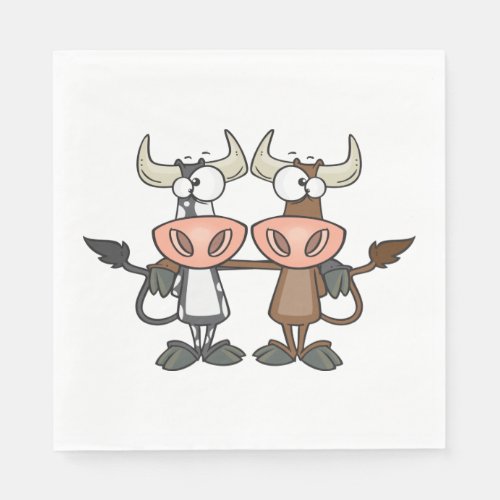 Two Cartoon Cows Napkins