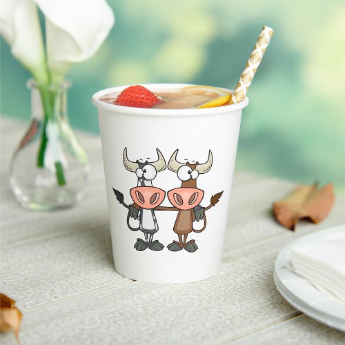 Two Cartoon Cows Paper Cups