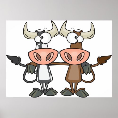 Two Cartoon Cows Poster