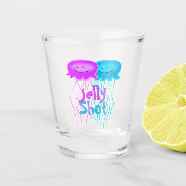 Two Cartoon Jellyfish Shot Glass (Front)