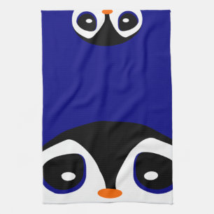 Two Cartoon Penguins Playing Peek A Boo Towel