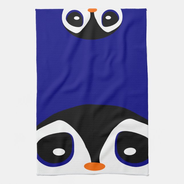 Two Cartoon Penguins Playing Peek A Boo Towel (Vertical)