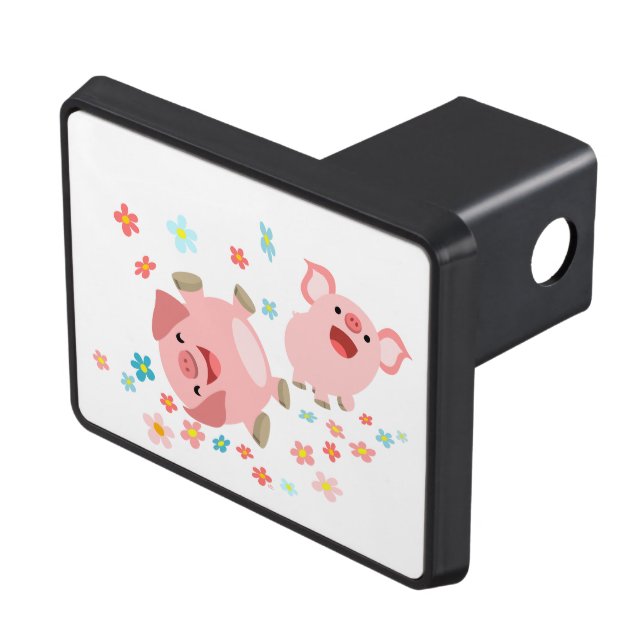 Two Cartoon Pigs in Spring Trailer Hitch Cover (Top Right)