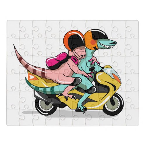 Two Cartoon Raptors Riding A Motor Scooter Jigsaw Puzzle