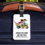 Two Cartoon Raptors Riding A Motor Scooter. Luggage Tag