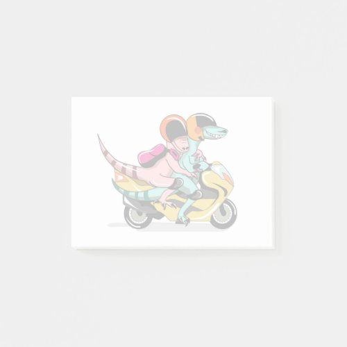 Two Cartoon Raptors Riding A Motor Scooter Post_it Notes