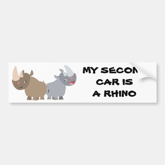 Two Cartoon Rhinos Bumper Sticker (Front)