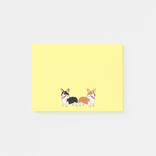 Two Cartoon Welsh Corgis Post-it Notes Two Cartoon Welsh Corgis Post_it Notes