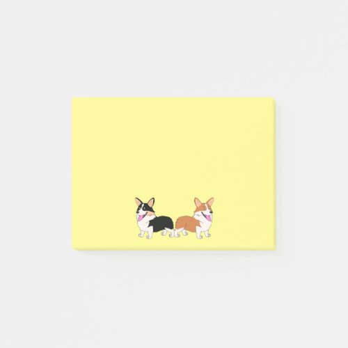 Two Cartoon Welsh Corgis Post_it Notes