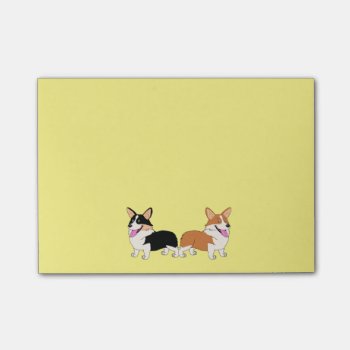 Two Cartoon Welsh Corgis Post-it Notes by CorgiGifts at Zazzle