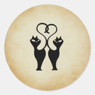 Two Cat Silhouette Classic Round Sticker
