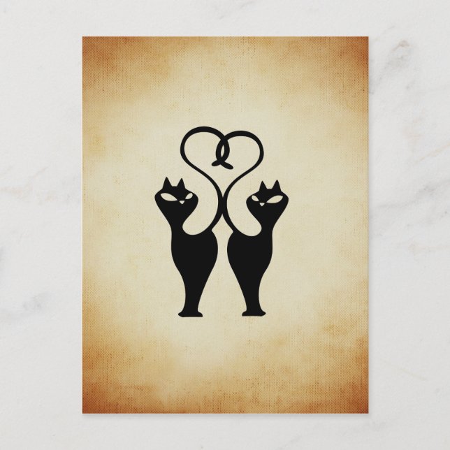 Two Cat Silhouette Postcard (Front)