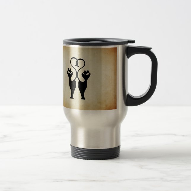 Two Cat Silhouette Travel Mug (Right)