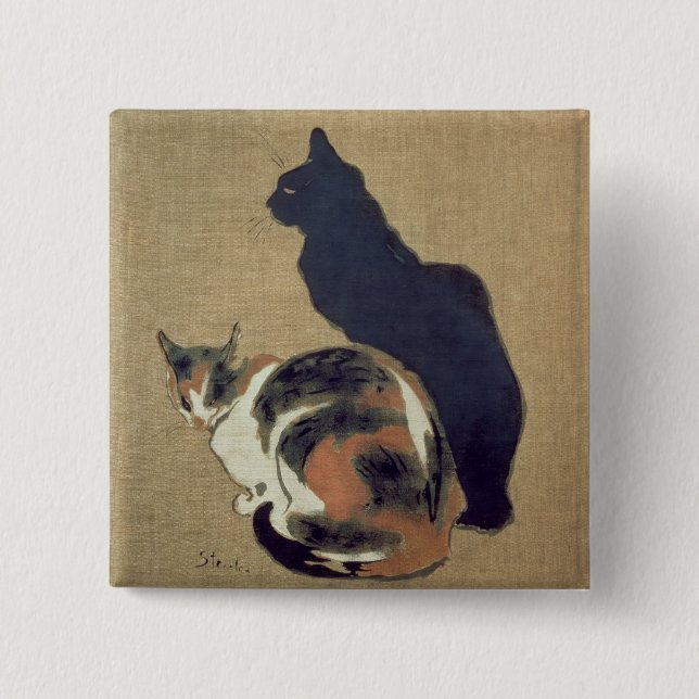 Two Cats, 1894 Pinback Button (Front)