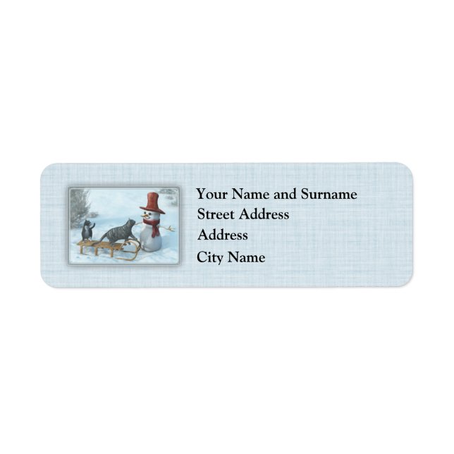 Two Cats and a Snowman Label (Front)