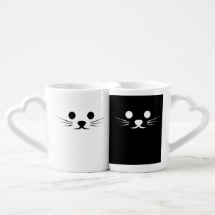 Two Cats Black And White Coffee Mug Set
