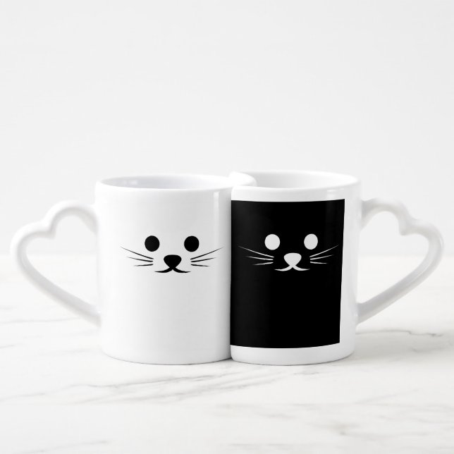 Two Cats Black And White Coffee Mug Set (Front Nesting)