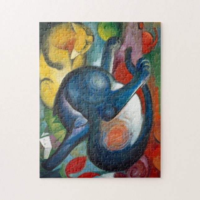 Two cats, blue and yellow by Franz Marc - Jigsaw Puzzle (Vertical)