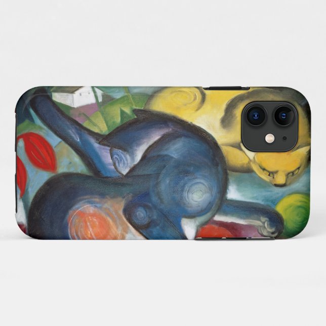 Two Cats, Blue and Yellow, Franz Marc Case-Mate iPhone Case (Back (Horizontal))