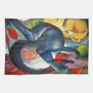 Two Cats, Blue and Yellow, Franz Marc Kitchen Towel