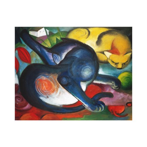 Two Cats Blue  Yellow 1914 Canvas Franz Marc  Canvas Print