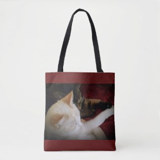 Two Cats Burgundy Tote bag