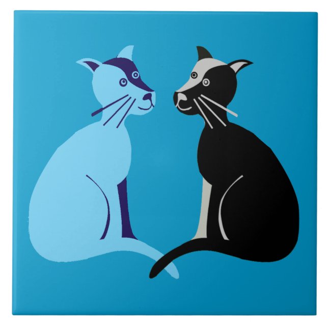 two cats ceramic tile (Front)
