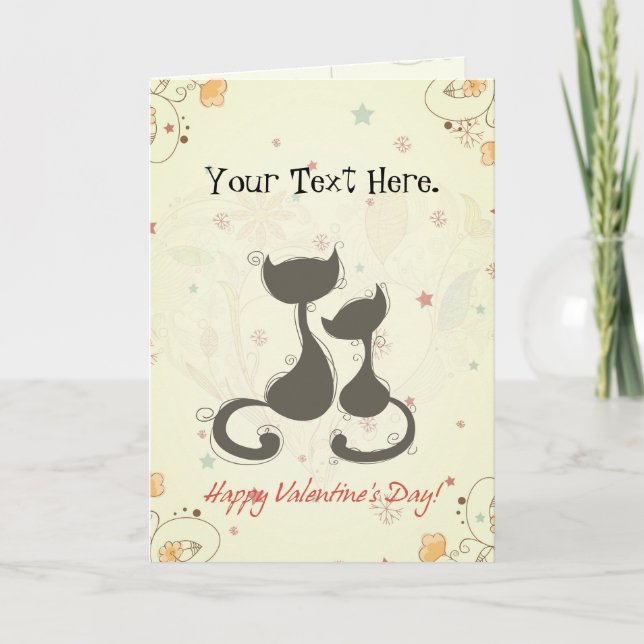 Two Cats Custom Valentine's Day Card (Front)