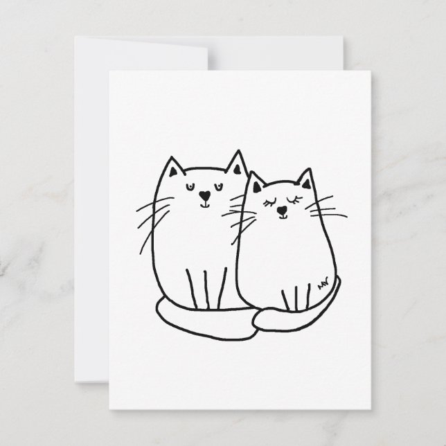 Two cats Drawing Note Card (Front)