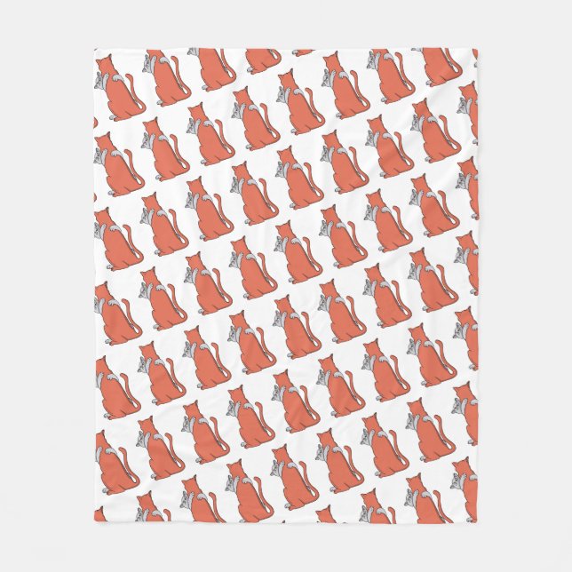 Two Cats Embrace Friendship Fleece Blanket (Front)