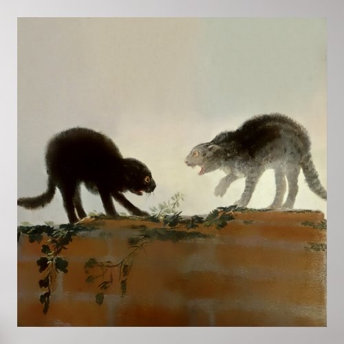 Two Cats Fighting by Francisco Goya Poster