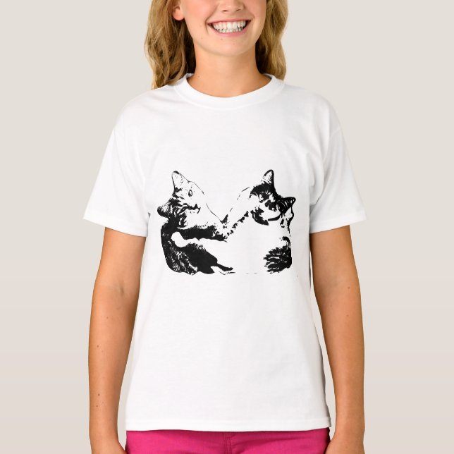 Two Cats Friendship Ink Art Tee (Front)