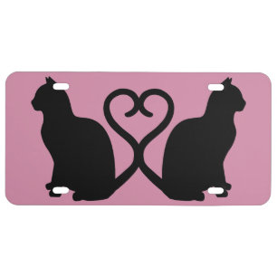 Two Cats Heart License Plate