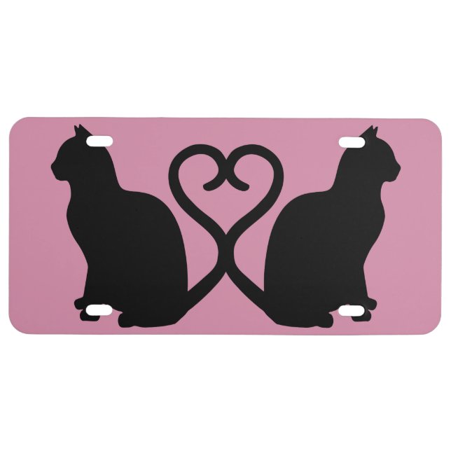 Two Cats Heart License Plate (Front)