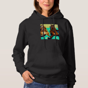 Two cats humorous meow kitty portrait kitten cat m hoodie