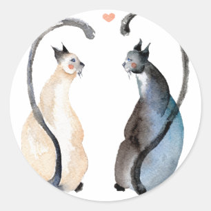 Two Cats in Love Classic Round Sticker