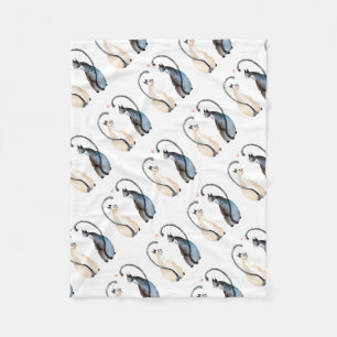 Two Cats in Love Fleece Blanket