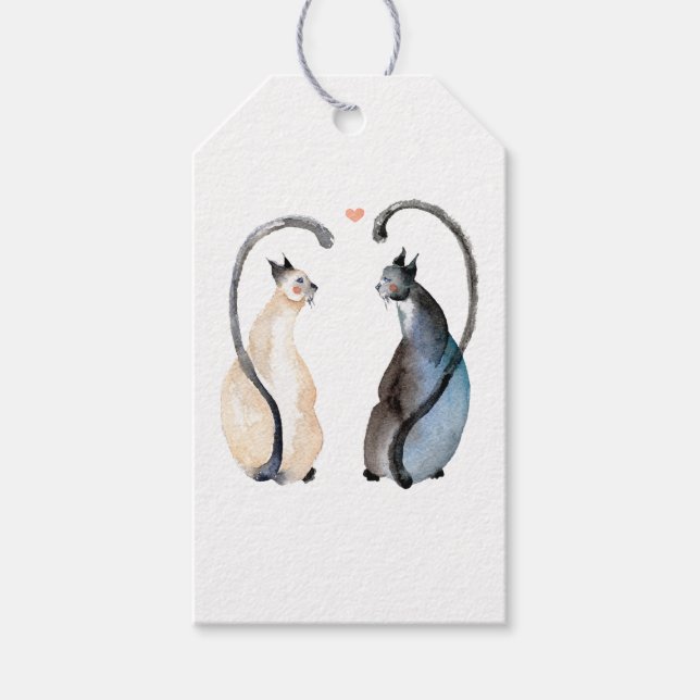 Two Cats in Love Gift Tags (Front)
